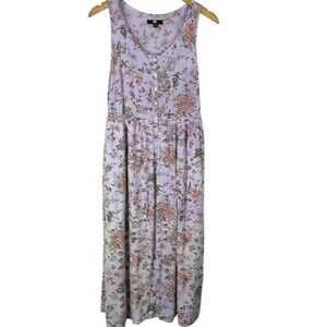 Frye Lavender Floral Long Button Down Dress XL